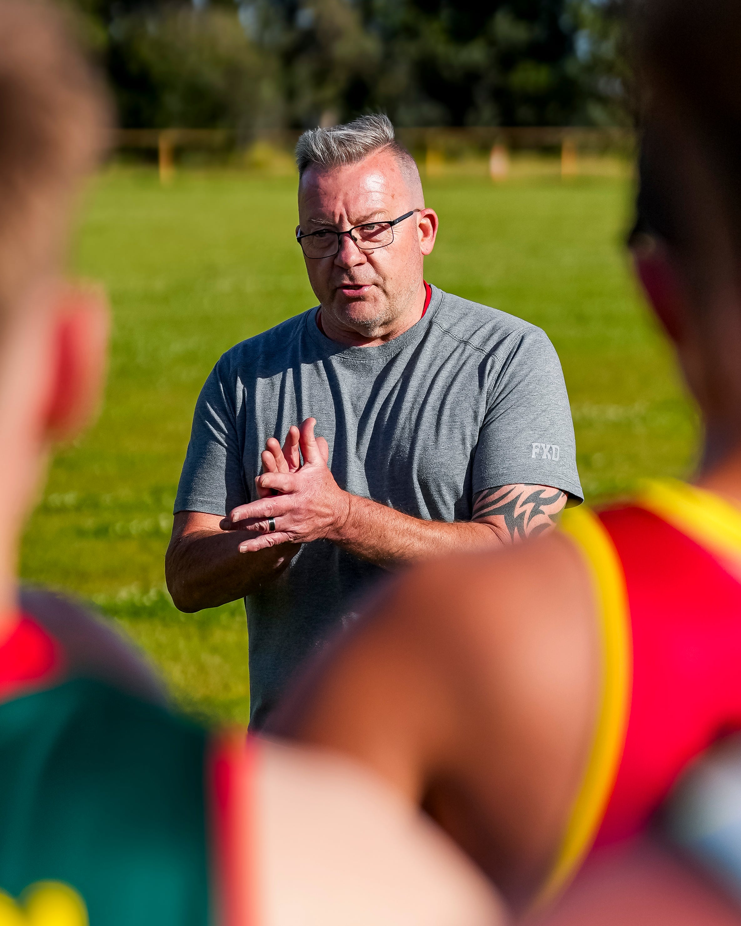 Reeserves Coach, Roger Menzie coaching during pre-season in 2026