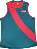 Teal and red guernsey with a logo on a white background