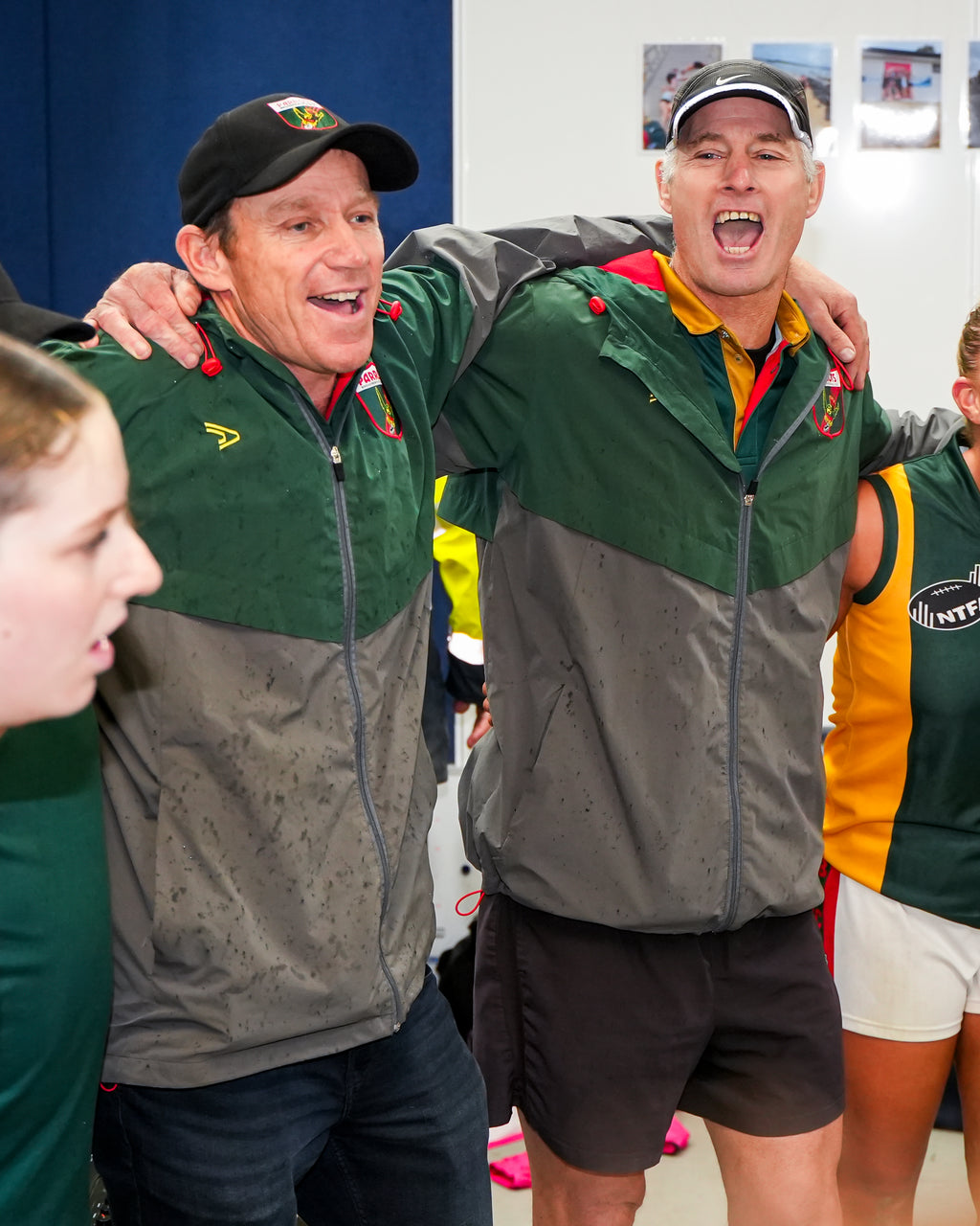 Bobby and Robbo singing the Bridgenorth club song after a win