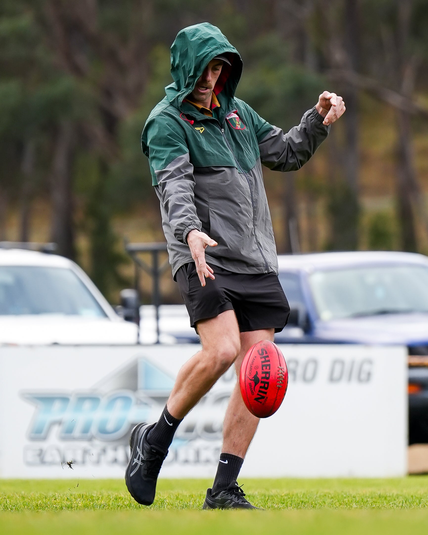 Person playing with a red football at Bridgenorth