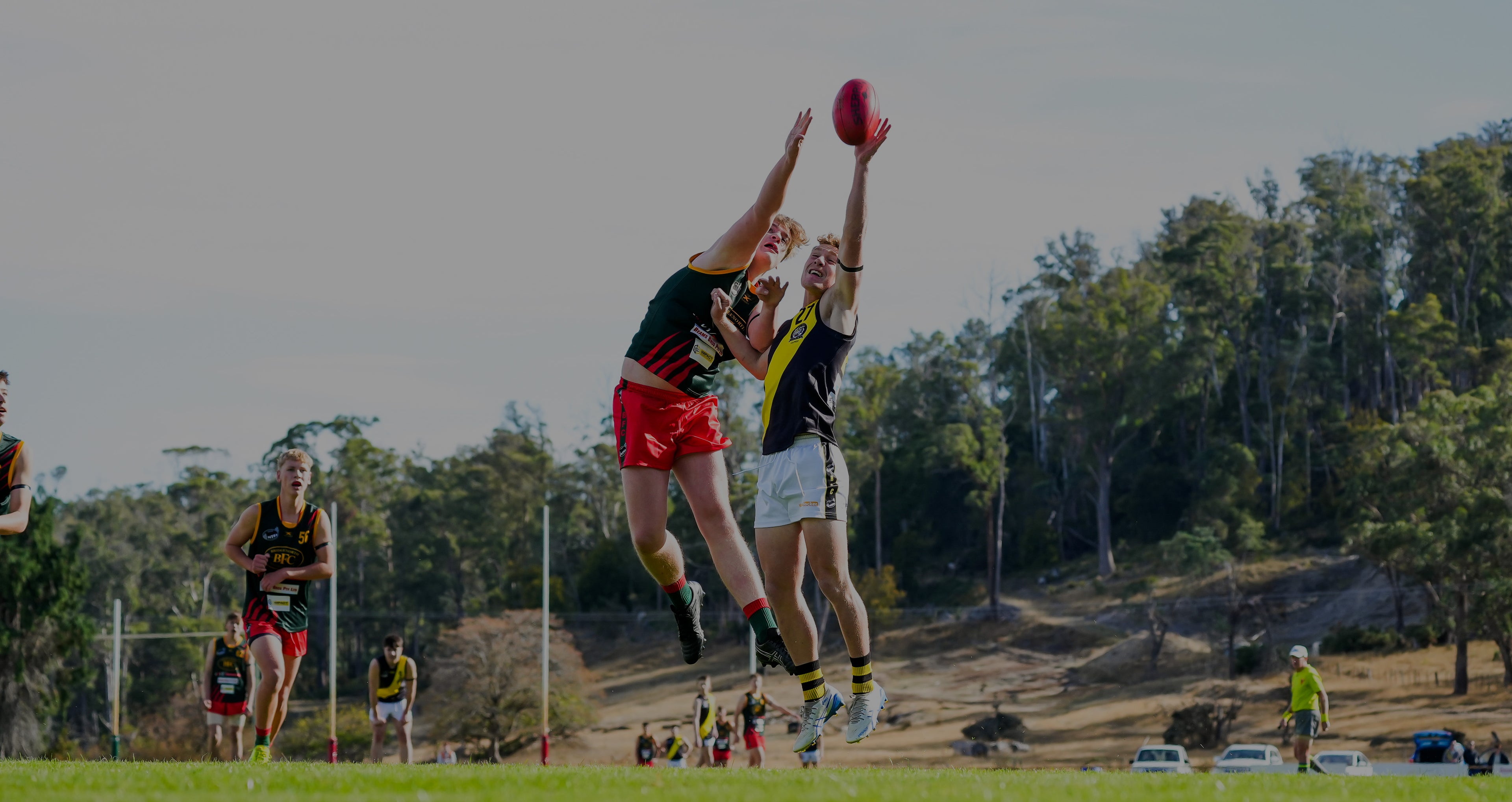 Two players jumping to catch a ball at Bridgenorth Football Club