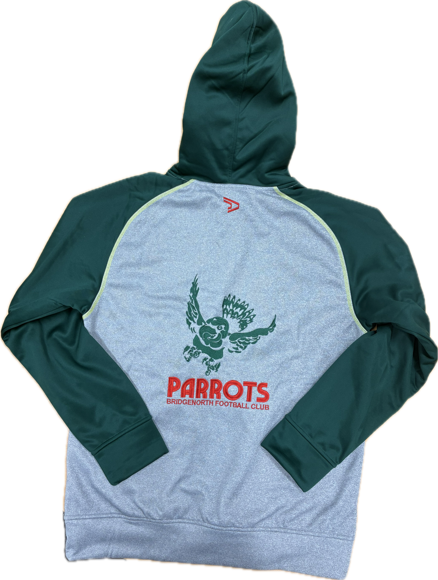 Hoodie with 'Parrots' logo on a white background