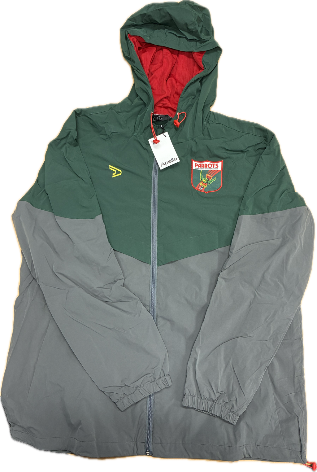 Green and gray jacket with a Bridgeorth logo on a white background